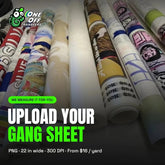 Upload your ready-to-print DTF gang sheet, we measure it for you