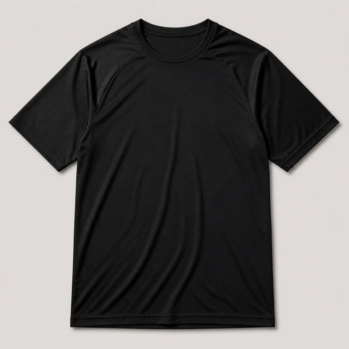Blank black polyester performance t-shirt